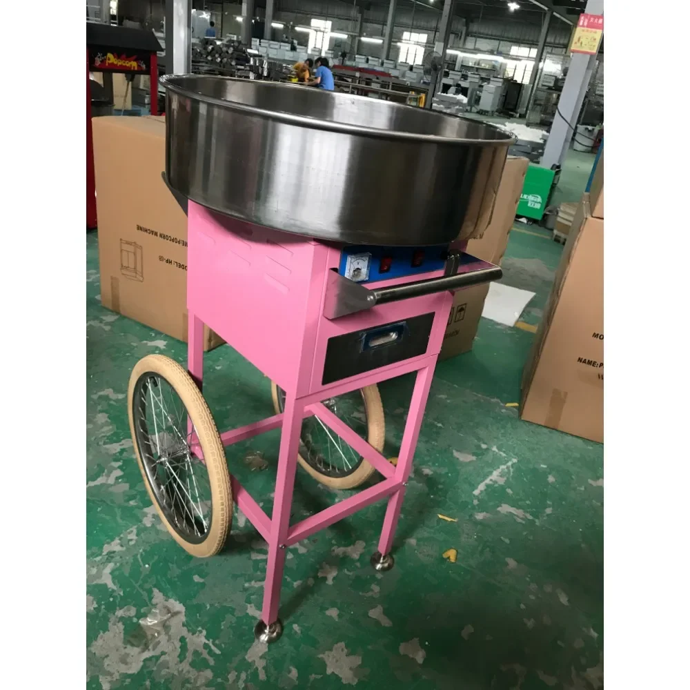 New Commercial Electric Cotton Candy Machine/Flower Candy Floss Maker Pink with Cart