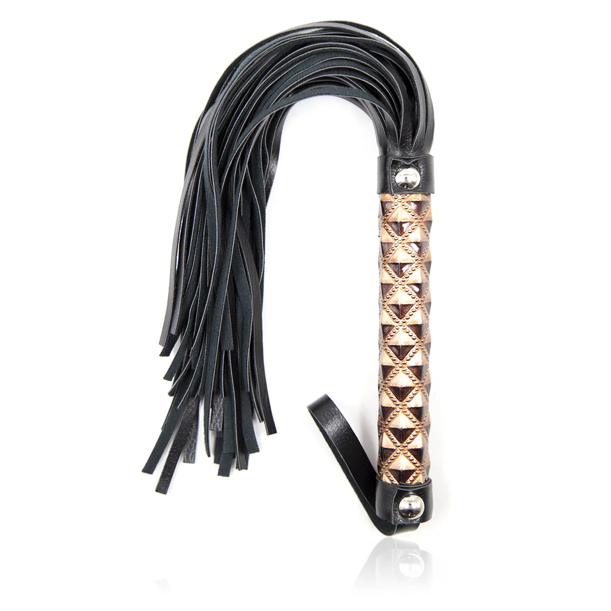 Látigo fetiche de cuero PU para parejas, látigo Flogger negro/marrón/mango rojo, paleta de azotes, anudado, coqueteo, BDSM, juego para adultos, Juguetes sexuales eróticos