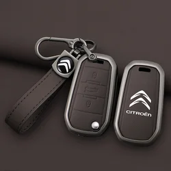 Zinc Alloy Leather Car Flip Remote Key Case Cover Protector Shell Fob durable durable Keyring For Citroen C3 C4 CACTUS C6 C8