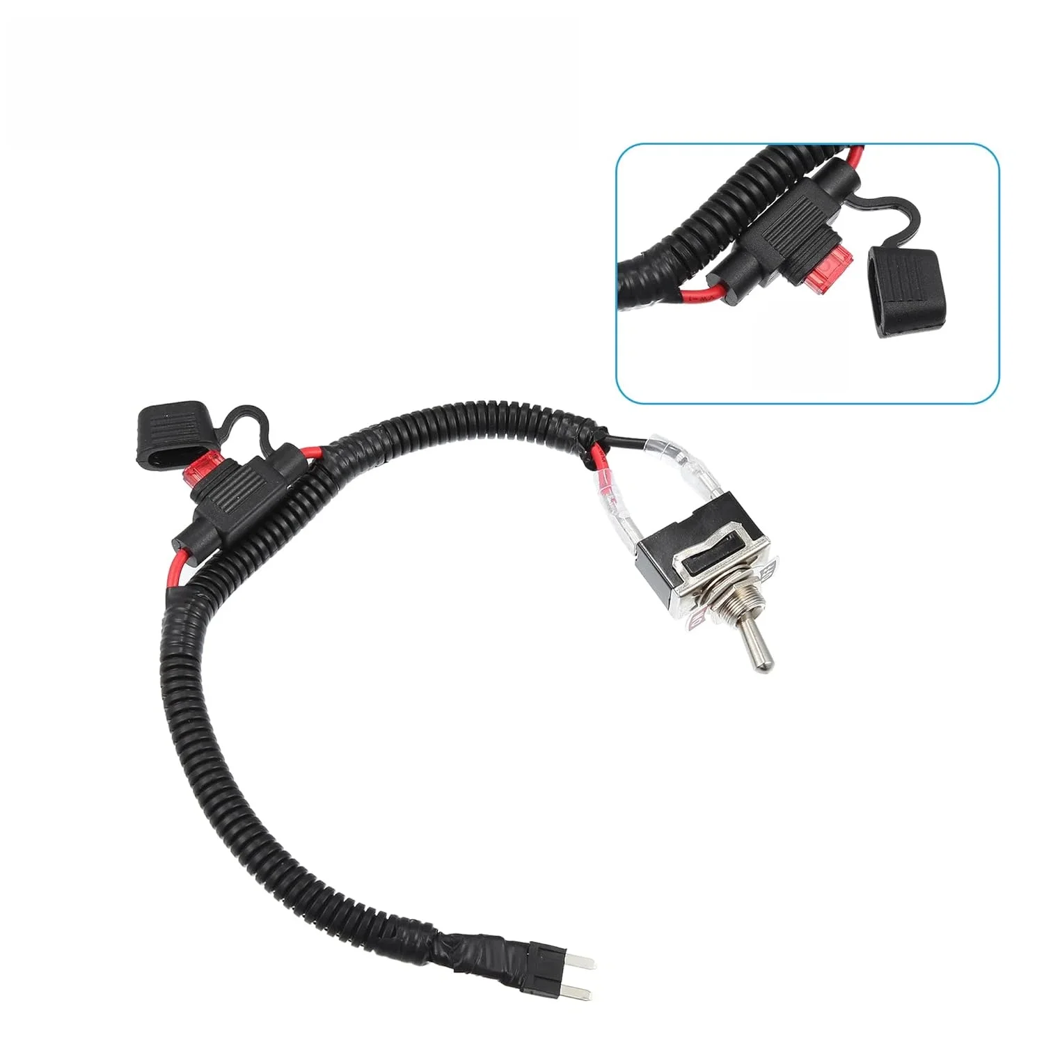 For ATM Mini-Fuse Bypass Switch Kit 40cm 15.75inch for Flat Towing Cars Switch Waterproof Boot Cap Power Management