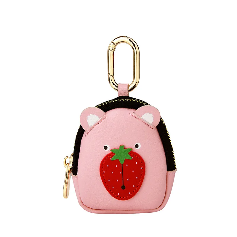 

Cute Stylish Bear Coin Purse Creative Strawberry Wallet Lipstick Pouch Keys Headphones Bag Accessories Pocket With Keychain Hook