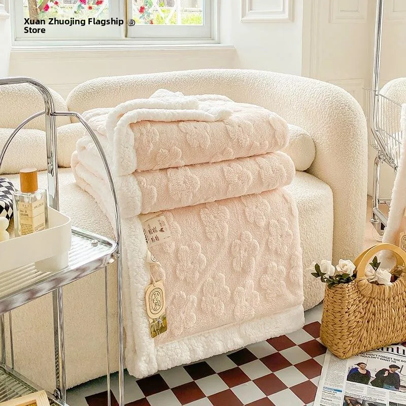

Thickened Lamb Velvet Blanket Winter Milk Velvet Sleepover Blanket Double Layer Flannel Cover Blanket for Girls Dormitory Nap