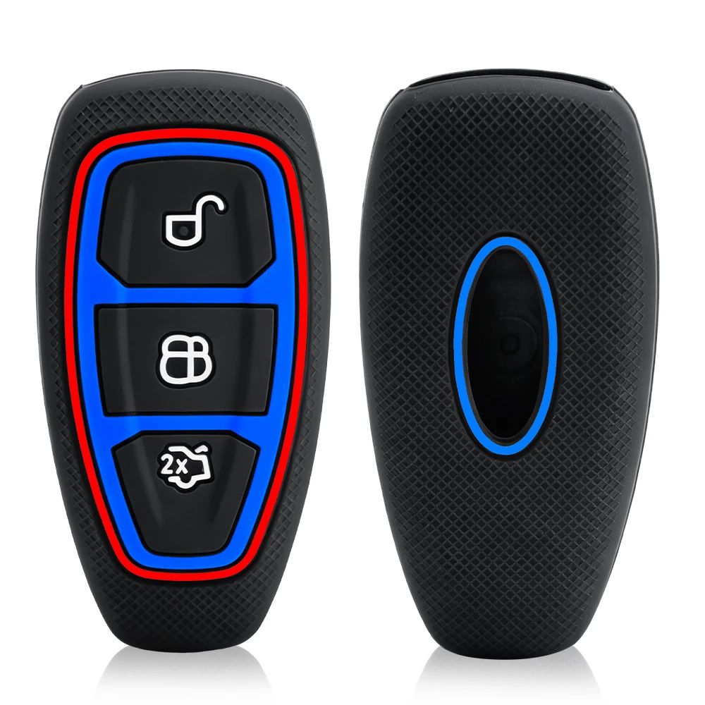 New Style Car Key Pack for Ford ST Line Fiesta Focus Mondeo Ecosport Kuga Puma Edge Escape Metallic Silicone Car Key Fob Case