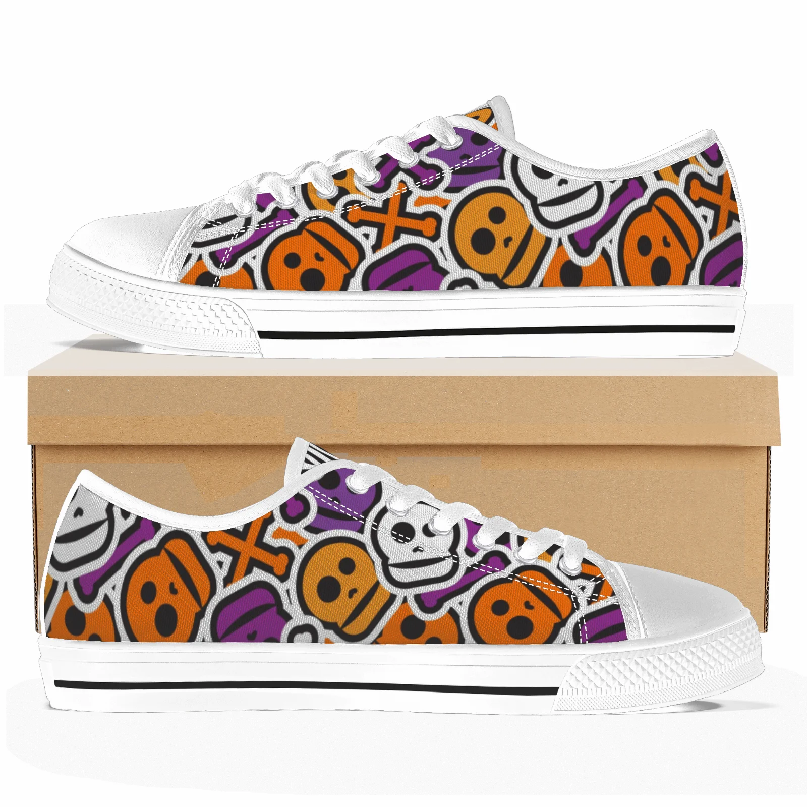 

Skull Patterns Classic High Top Canvas Shoes for Men Women Couple Vulcanized Shoes Flats Walking Sneakers High Quality Footwears