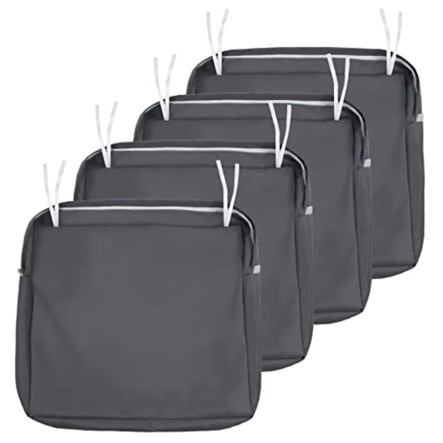 

Комплект из 4 чехлов для подушек для патио, водоотталкивающие, устойчивые к УФ-излучению, для уличных стульев, с молнией и завязками, 20