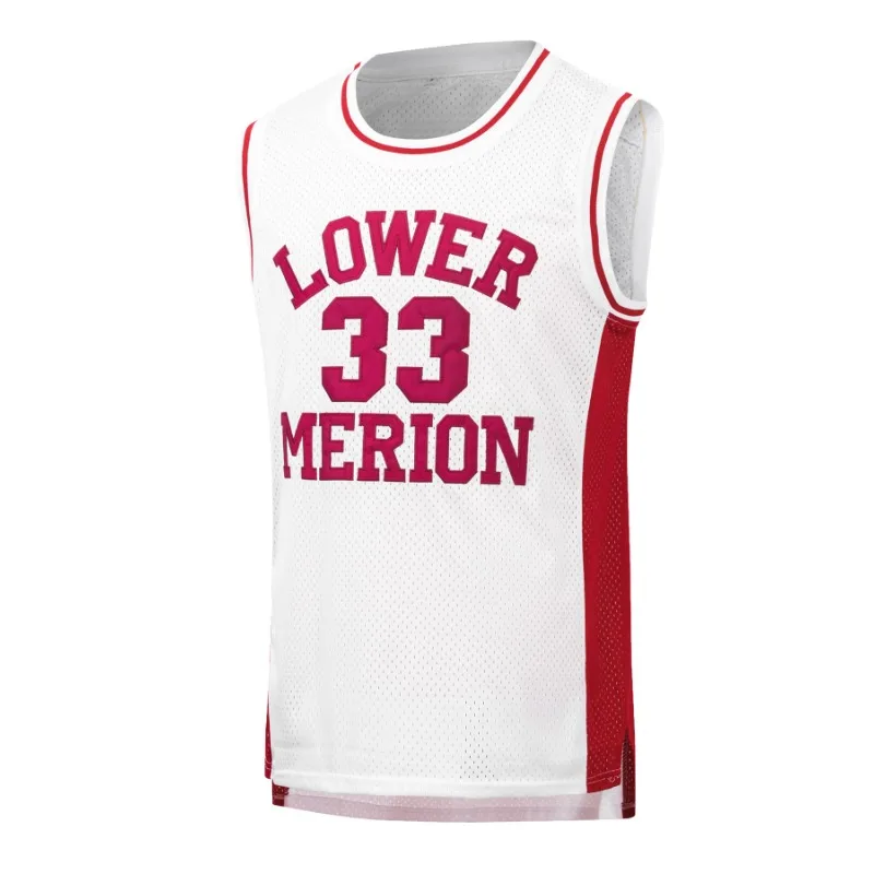 Men's Retro Basketball Jersey Kobe Bryant  #33 Lower Merion Headgear Maroon High School Letter Embroidered Sports Vest