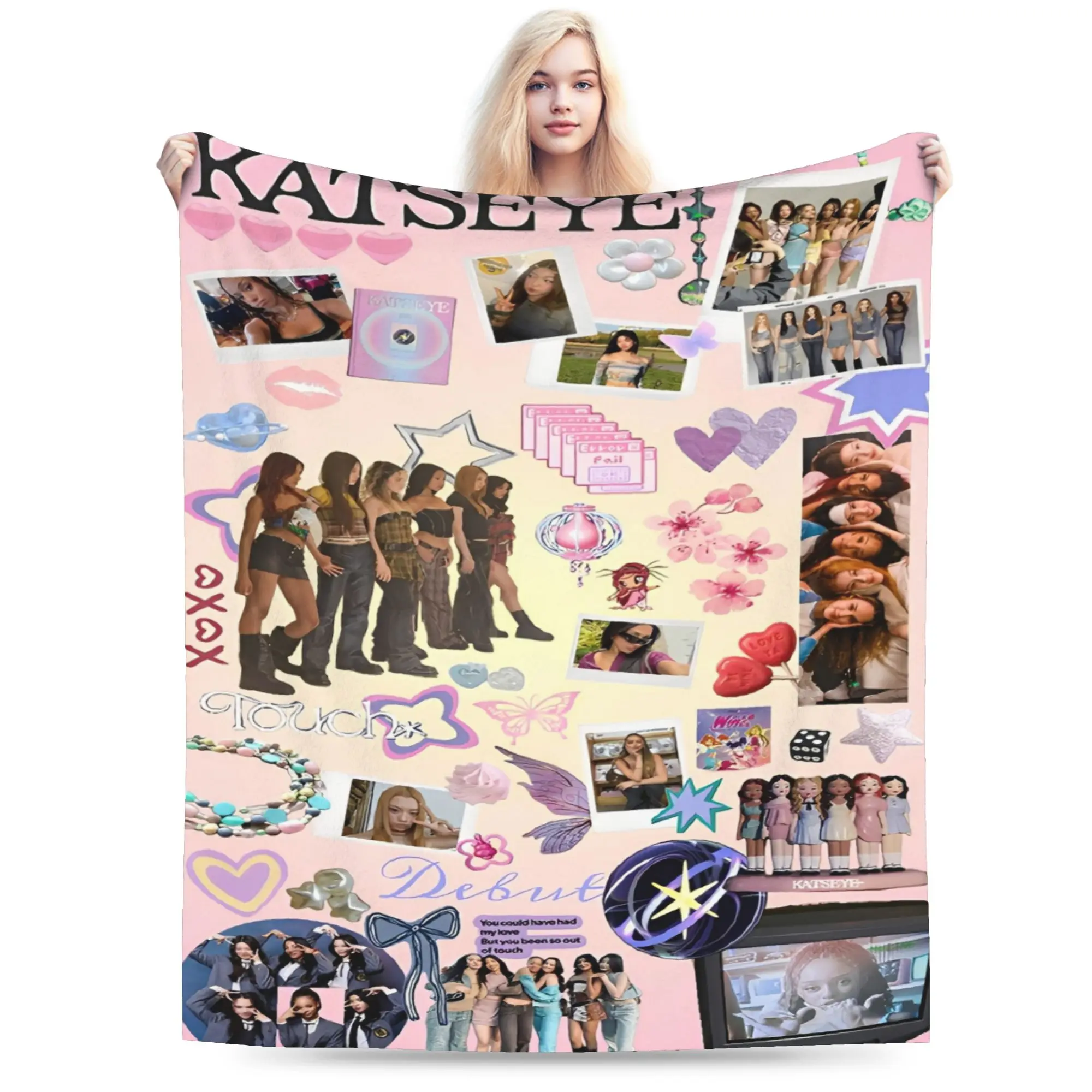 

Katseye kpop k-pop girl Blanket Soft Fleece Novelty Gift Throw Blankets Bedspreads
