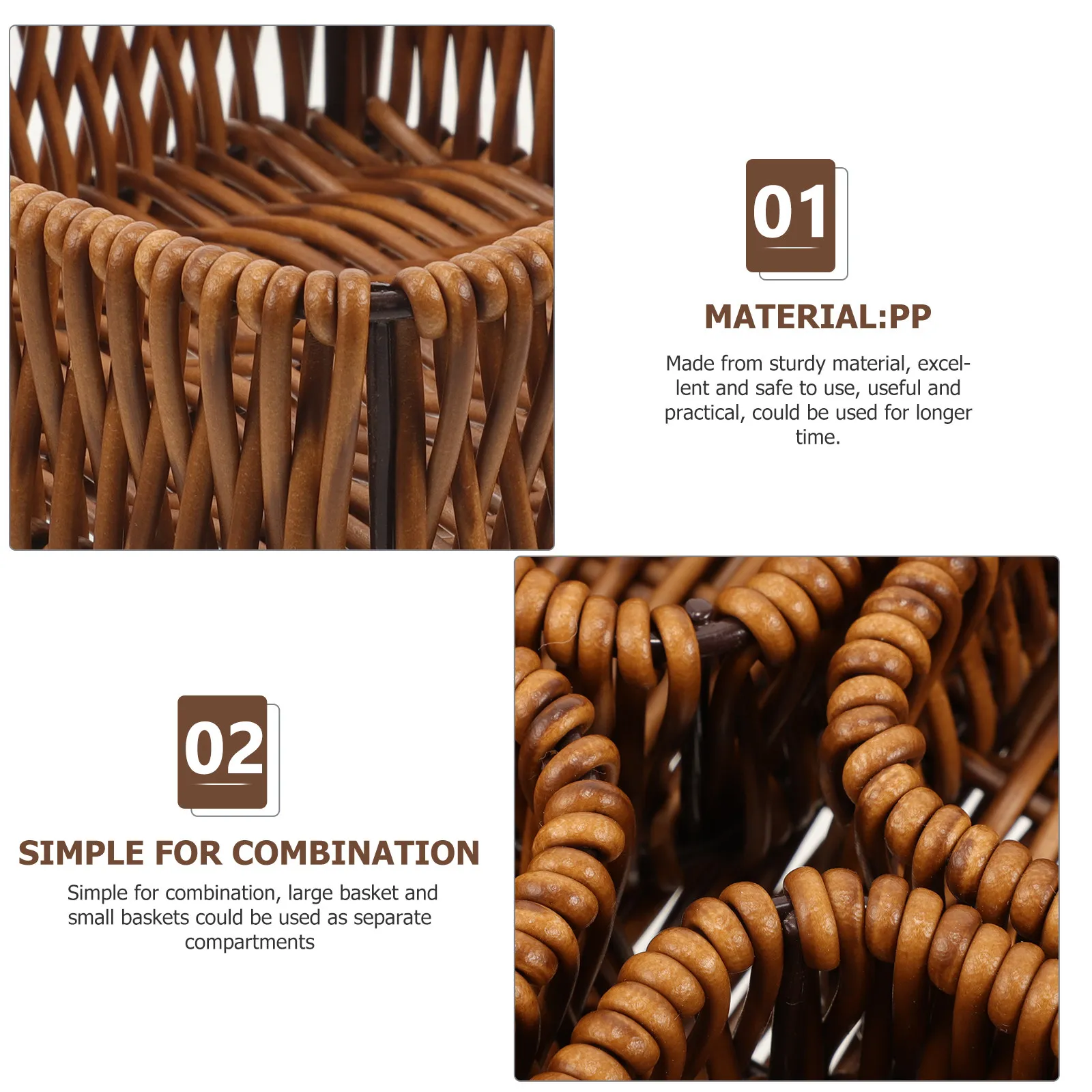 

Набор из 1 плетеной корзины для хранения закусок, деревенская квадратная корзина с отделениями для фруктов и сухих продуктов, органайзер для дома, гостиной, рабочего стола