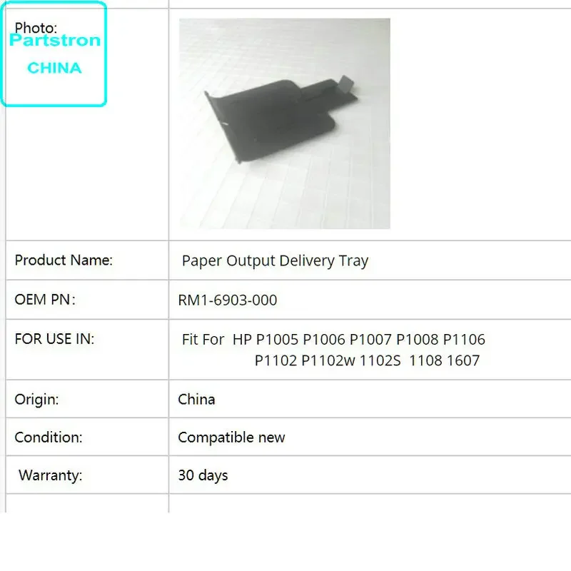 Papierausgabe-Lieferfach RM1-6903-000 zur Verwendung in HP P1005 P1006 P1007 P1008 P1106 P1102 P1102w 1102S 1108 1607