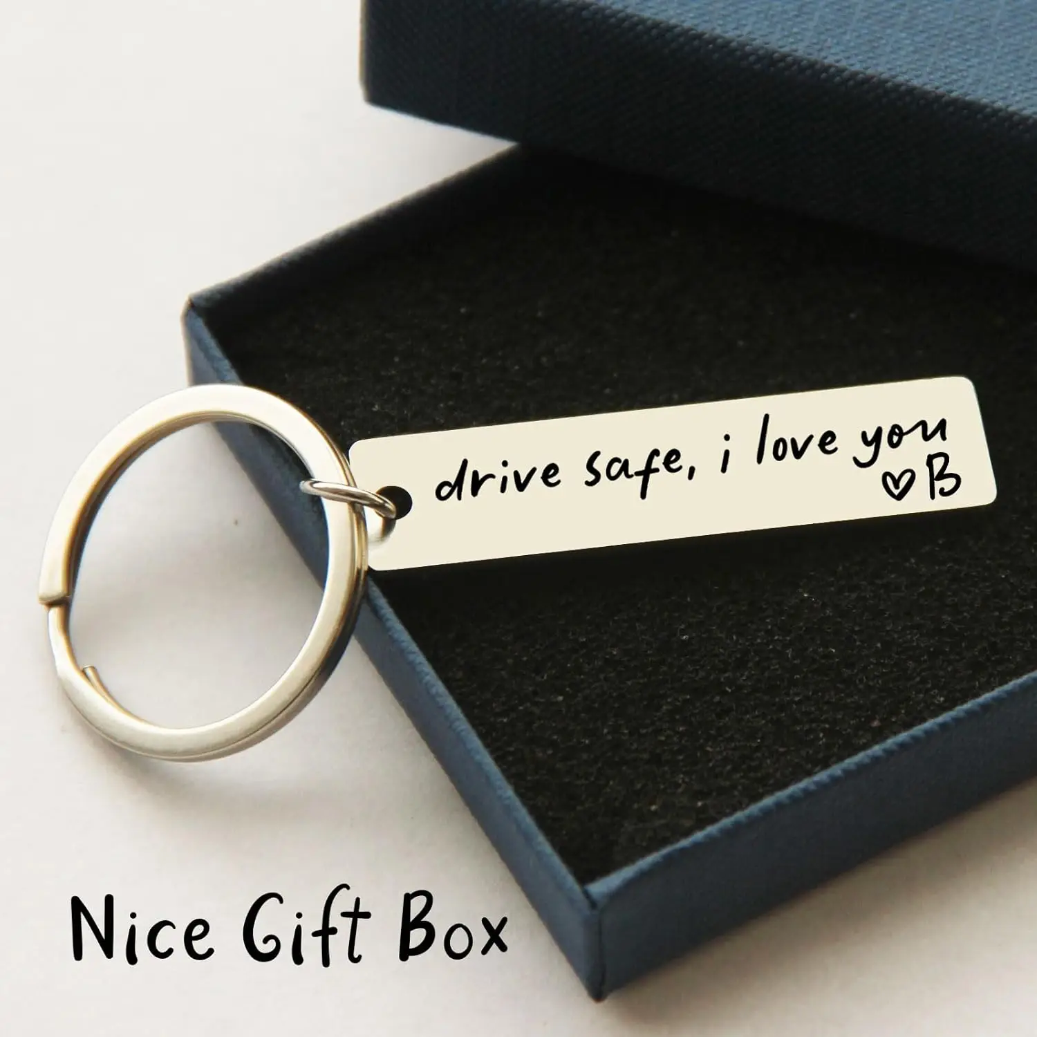 Key Chain Drive Safe I Love You Initial Personalized Gift for Boyfriend Stainless Steel Keychain New Drive Valentine's Gift Box