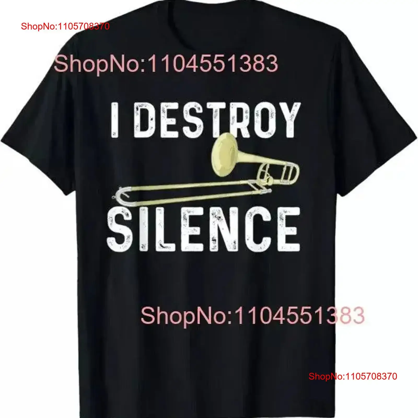 I Destroy Silence Trombonist Trombone Player Marching Band T Shirt vintage Washed designer clothes Stretched homme Slightly