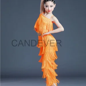 Latin Tanzkleider zum Verkauf Ball Salon Rand Burel Kleid und Hosen Siejoulas Fringe Salsa Samba Samba Kinder Mädchen Mädchen 8 Hauptverkaufskind Samba -Kleidung - №5