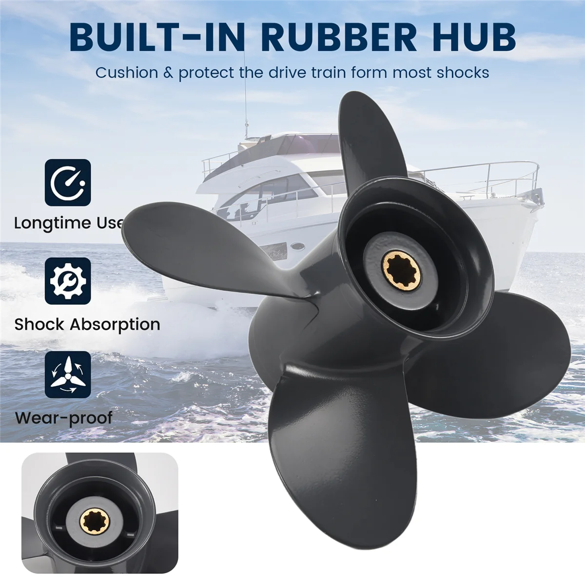 Hélice fueraborda para barco 9 1/4X11, para Yamaha Honda 9.9HP F9.9 15HP F15C F15 F20 BF8D/BF9.9D BF9.9/BF15A BF15D/BF20—L49A