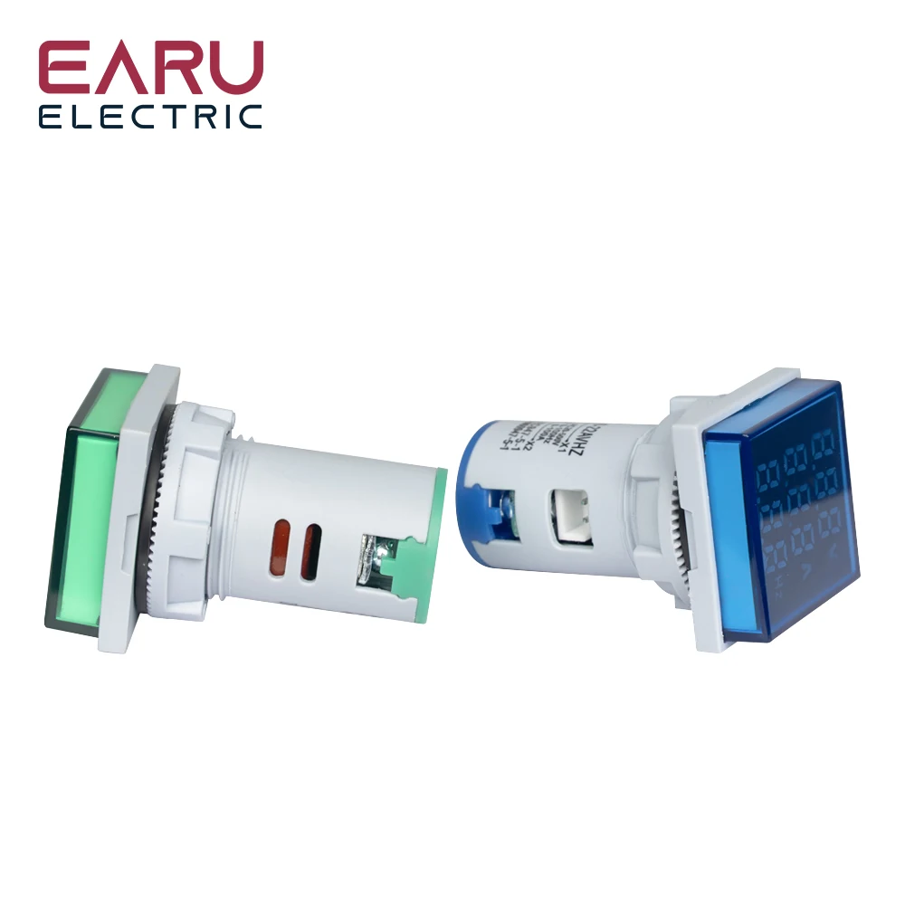 Square LED Digital Voltmeter Ammeter Hertz Meter AC20-500V Signal Lights Voltage Current Frequency Combo Meter Indicator Tester