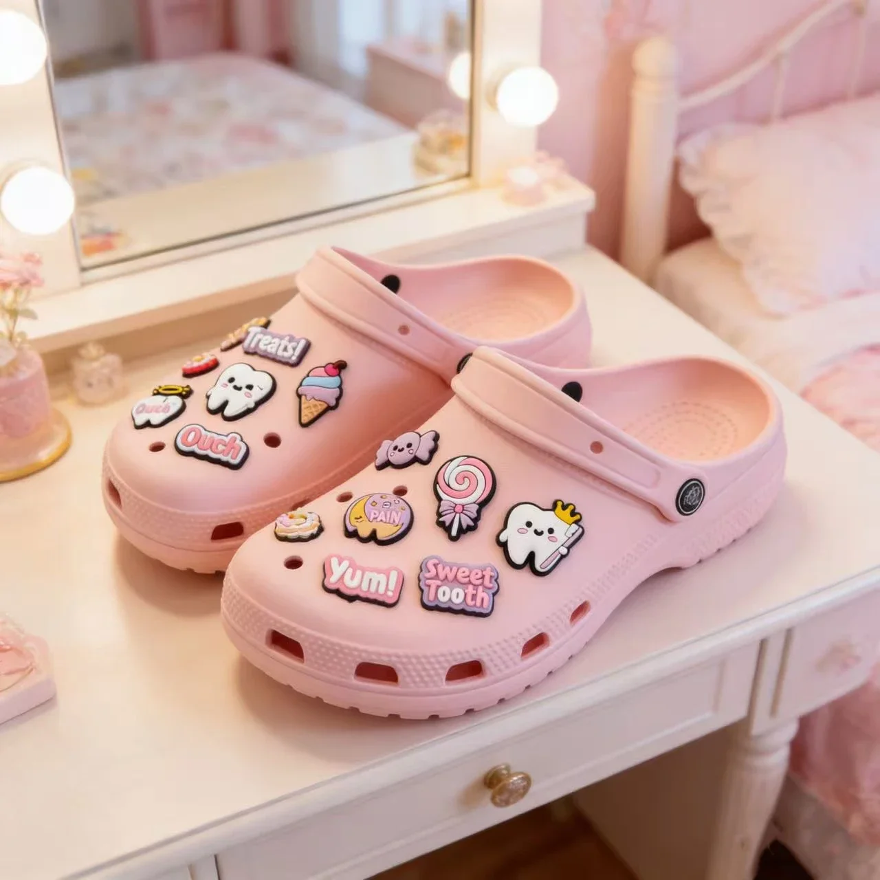 25pcs Cute Dentist Protect Tooth Shoe Charms Accessories Slipper Sandals Shoes Buckles Funny Toothbrush Teeth Shoe Decorate