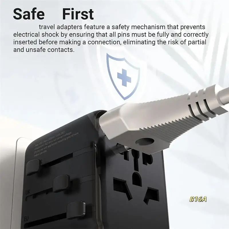 

140W Internationals Plug Adapter Gan3 Travel Adapter With Universal Outlet 1 USB A 3 Type C Fast Charger