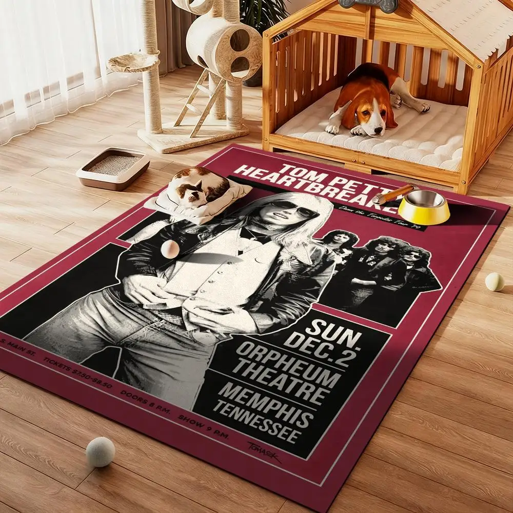 

Tom Pettys T-the heartbreakers Floor Mat Diatom Bath Mat Absorbent Quick Dry Non-Slip TPR Backing Soft Plush Draining Rugs
