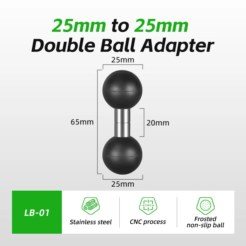 FANAUE Doppelkugel-Montageadapter, 1 Zoll bis 17 mm, 25 mm Verbund-Verlängerungskugel, kompatibel mit Doppelsockelarm für RAM-Halterungen – Detail 6
