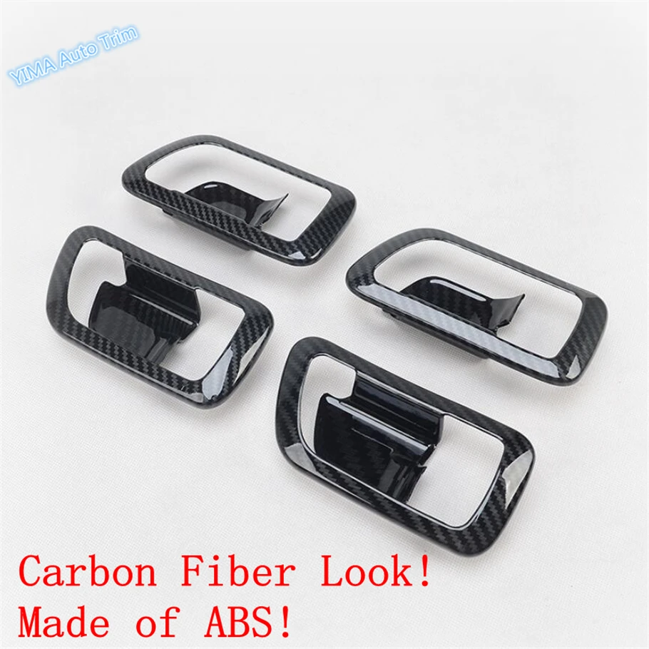 Carbon Fiber Style Inner Door Handle Bowl Cover Trim Accessories For Mitsubishi Pajero V97 V93 V80 Montero Limited 2009 - 2021