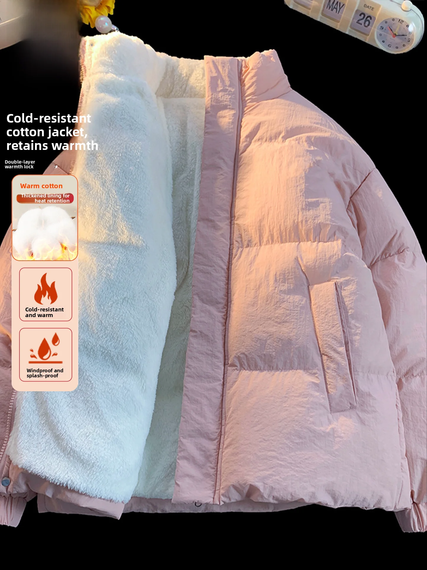 

Nanilu Thickened Cotton Jacket Teenage Lamb Velvet Warmth Men's Retro Silhouette Cotton Coat Winter Fashion Urban Sport