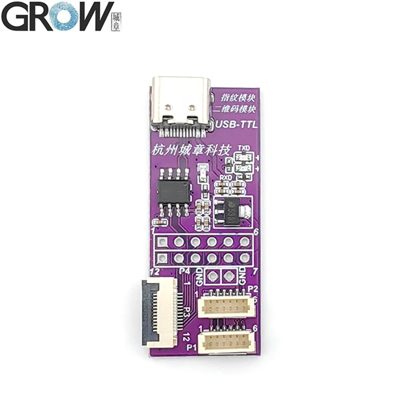 GROW USB-TTL Converter Board For Fingerprint Module/Barcode Scanner Easy Testing Adopts CH340N Chip Type C Interface