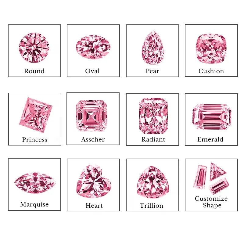 

Pink Moissanite Stone with GRA Certificate 0.5-5.0ct Round Pear Oval Emerald Heart Cushion Princess Asscher Radiant Cut
