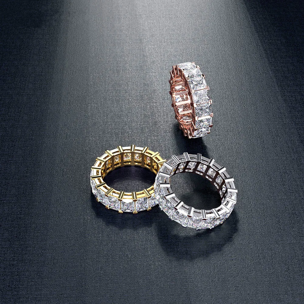 2019 Eternity Promise ring 925 sterling silver Square AAAAA cz stone Party Wedding Band Rings for women Bridal Finger Jewelry