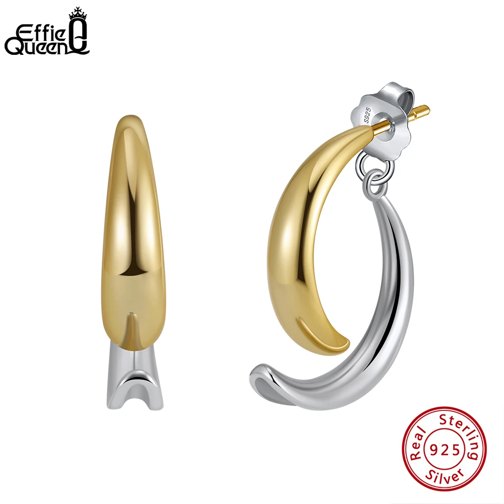 

Effie Queen silver 925 Earrings 14k Gold Geometric Style Hoop Ear Accessory Women's Earrings Perfect Gift for 2025 Trend GAE15