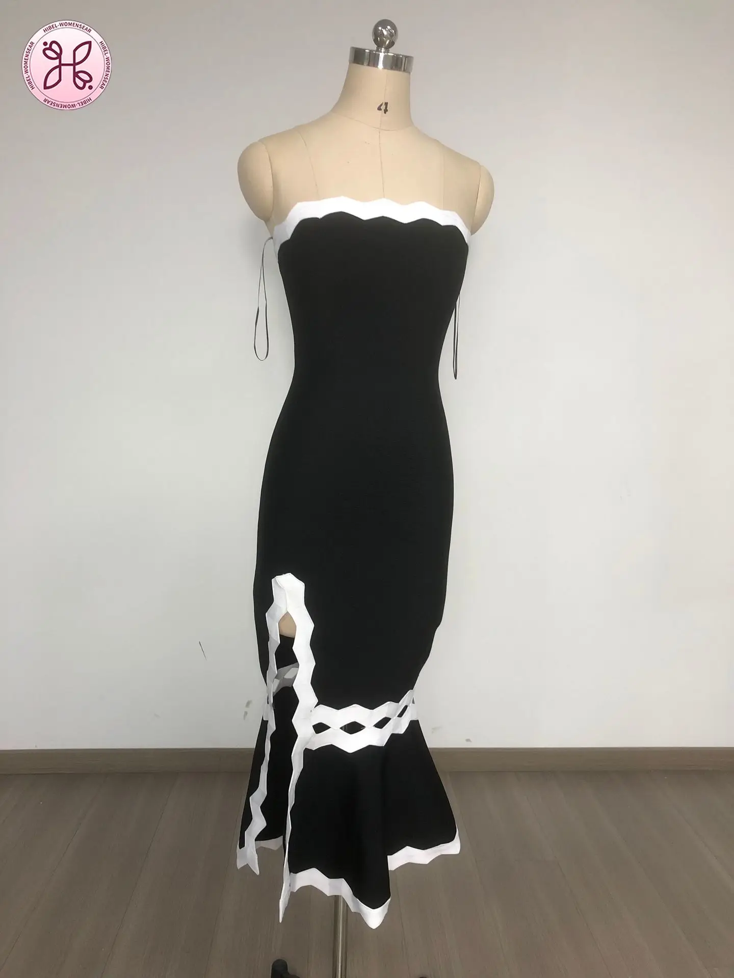Vestido de sirena con vendaje sexy: vestido ajustado de jacquard con corpiño (elegante ropa de noche y fiesta para mujer)