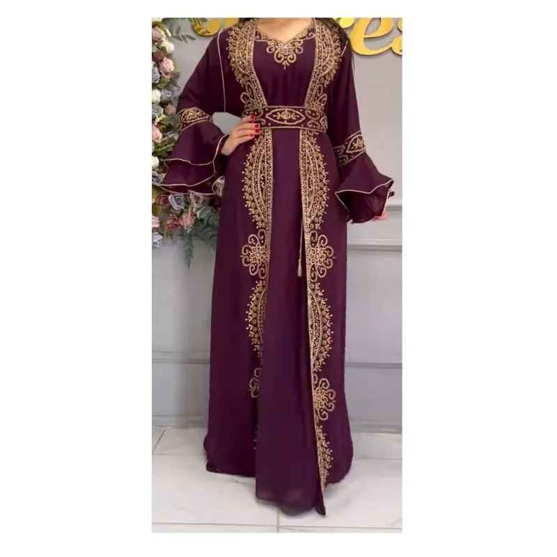 

Wine-Burgundy Dubai Morocco Kaftano Jenna African Bridesmaid Dress Arab Party Dress