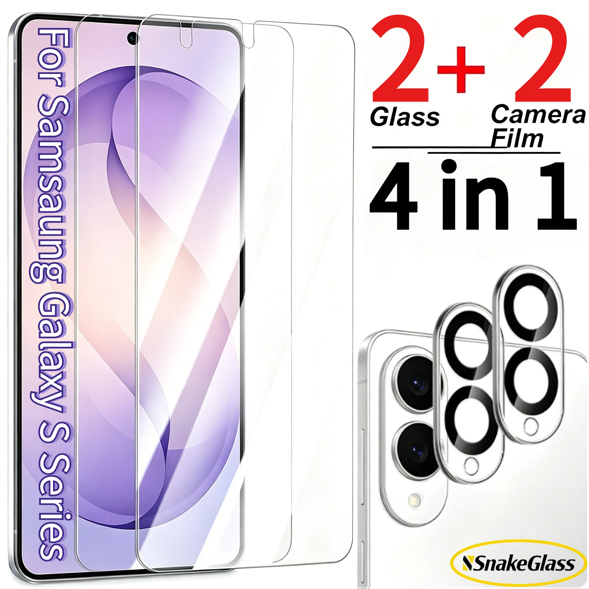 4 in 1 for Samsung Galaxy S26 S25 S24 S23 S22 S21 S20 Tempered Glass Anti-Scratch Front Film Camera Screen Protectors HD Glass