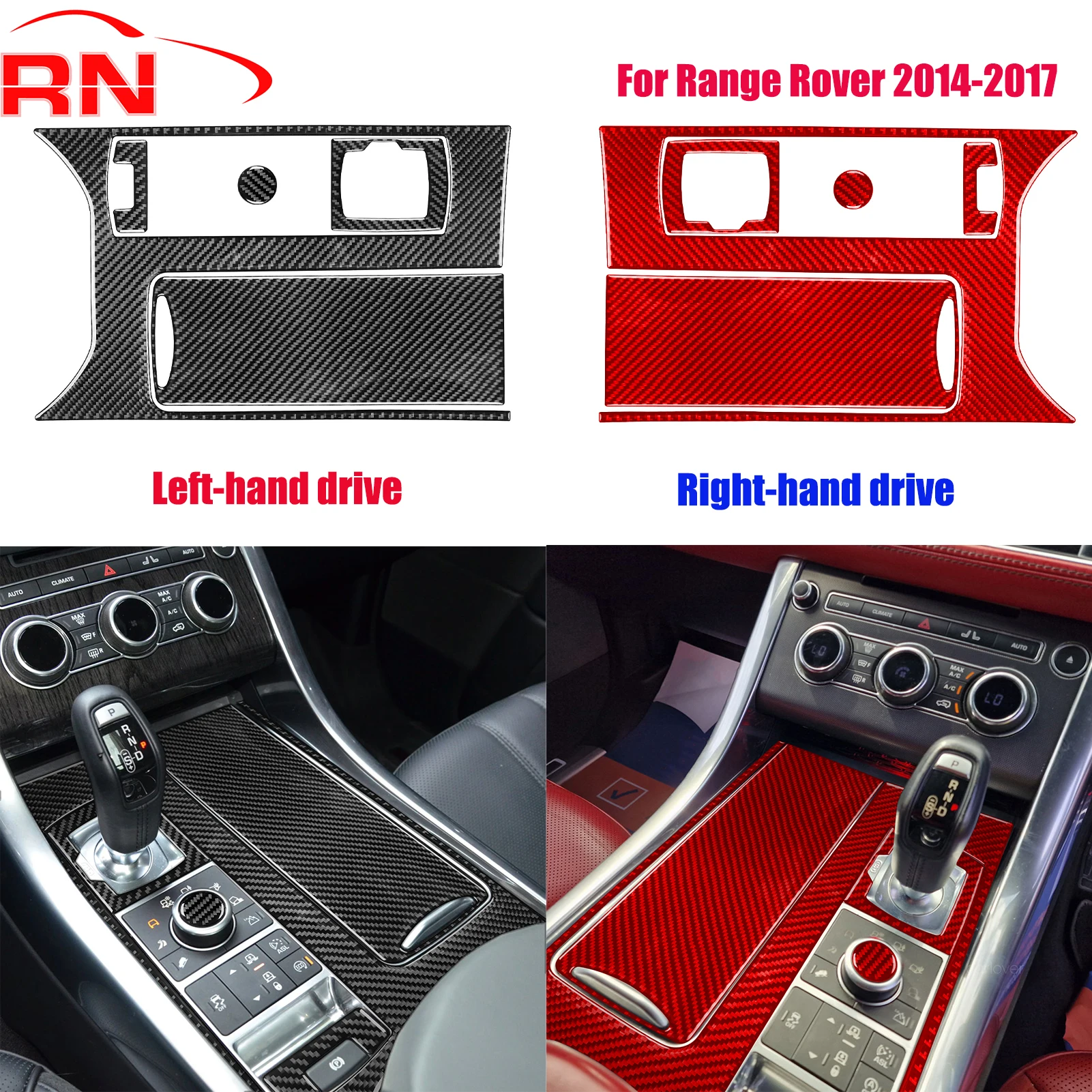 

Для Range Rover 2014-2017 модифицированное автомобильное снаряжение из углеродного волокна, полный комплект, украшение панели, черные аксессуары для фортепиано, наклейка