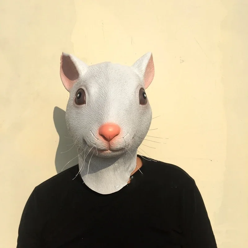 

Funny Realistic Animal Mouse Rat Latex Full Head Mask Halloween Costume Party Cosplay Prop Masquerade Dress Up Adults Gift