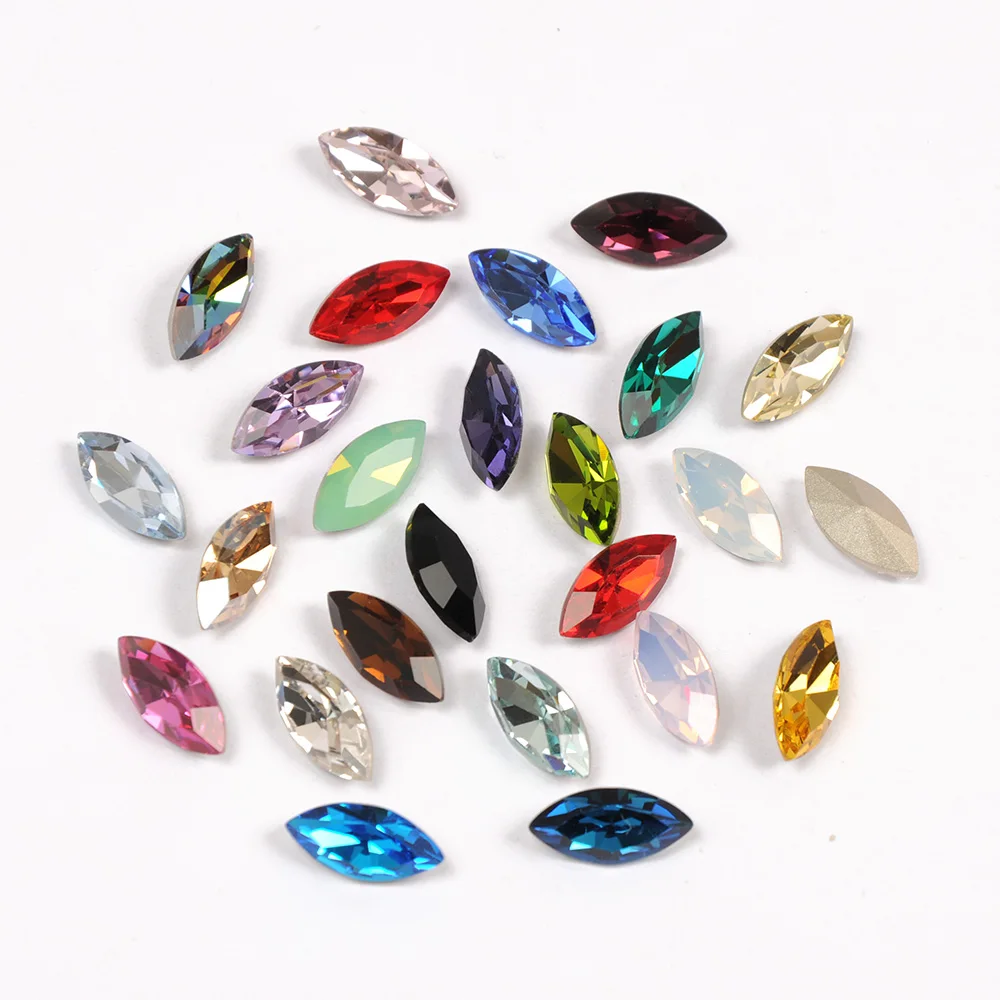 4200 Navette Shape Crystal Clear Color Nail Stones Non Hotfixed Rhinestone Pointback Glass Popular Strass for Nail Art Gems