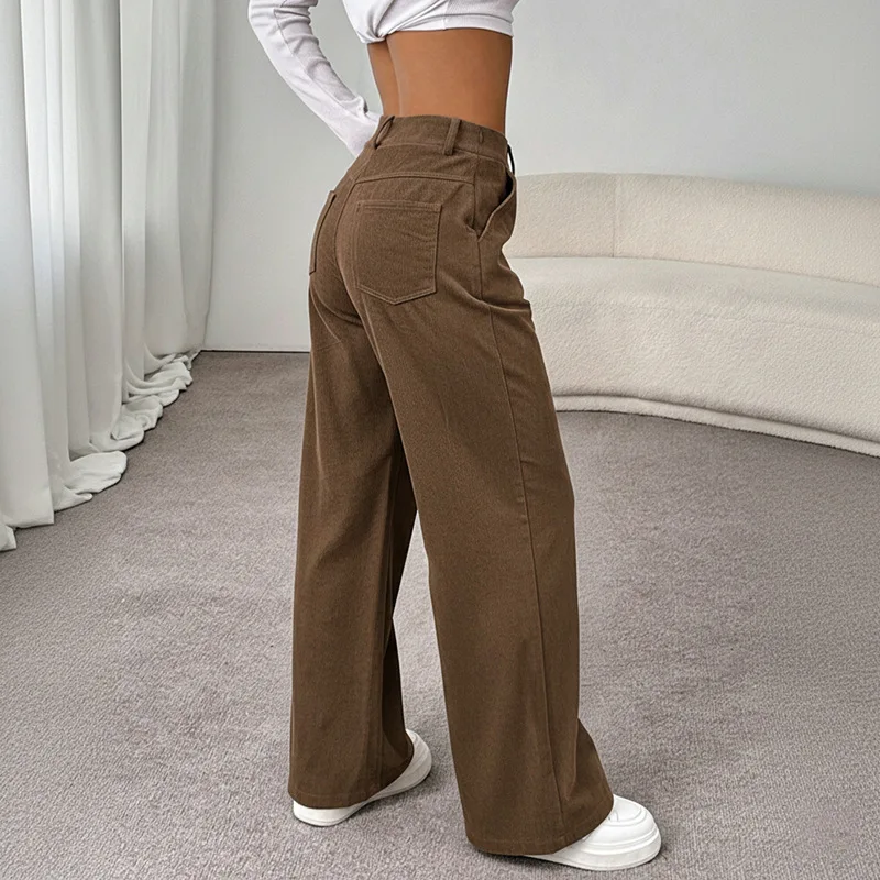 2025 Casual Women's Street Style Lace Up Pants  Loose and Fashionable Waist Cinched Wide Leg Floor Pants for Women