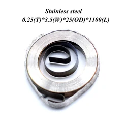 Custom bimetal bistable ribbon flat torsion spiral cable constant torque coil clock spring 0.25x3.5x25x1100mm