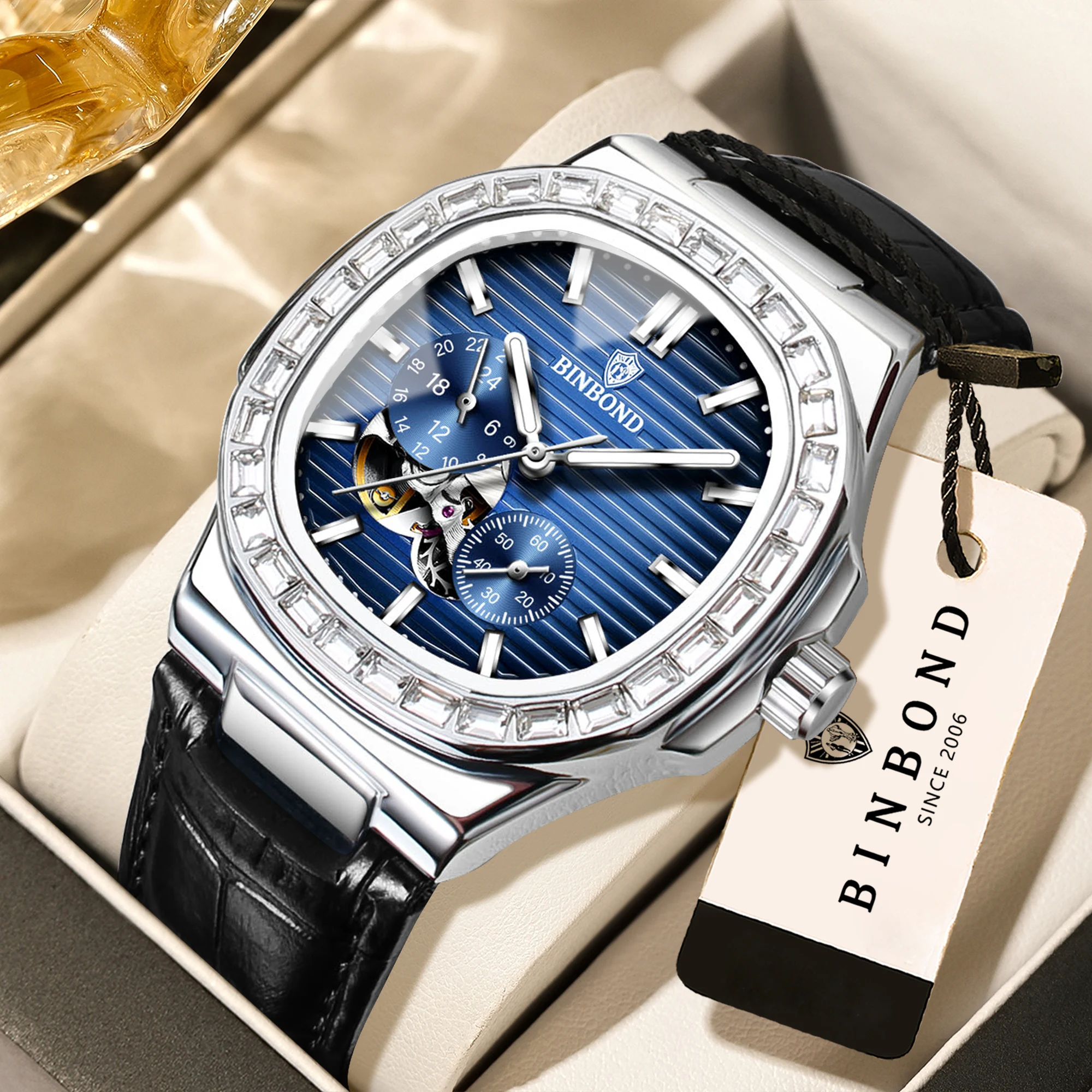 BINBOND Automatic Men's Watch Mechanical Watches For Men Luxury Luminous Waterproof Relogio Tagheuer Masculino Original+Box