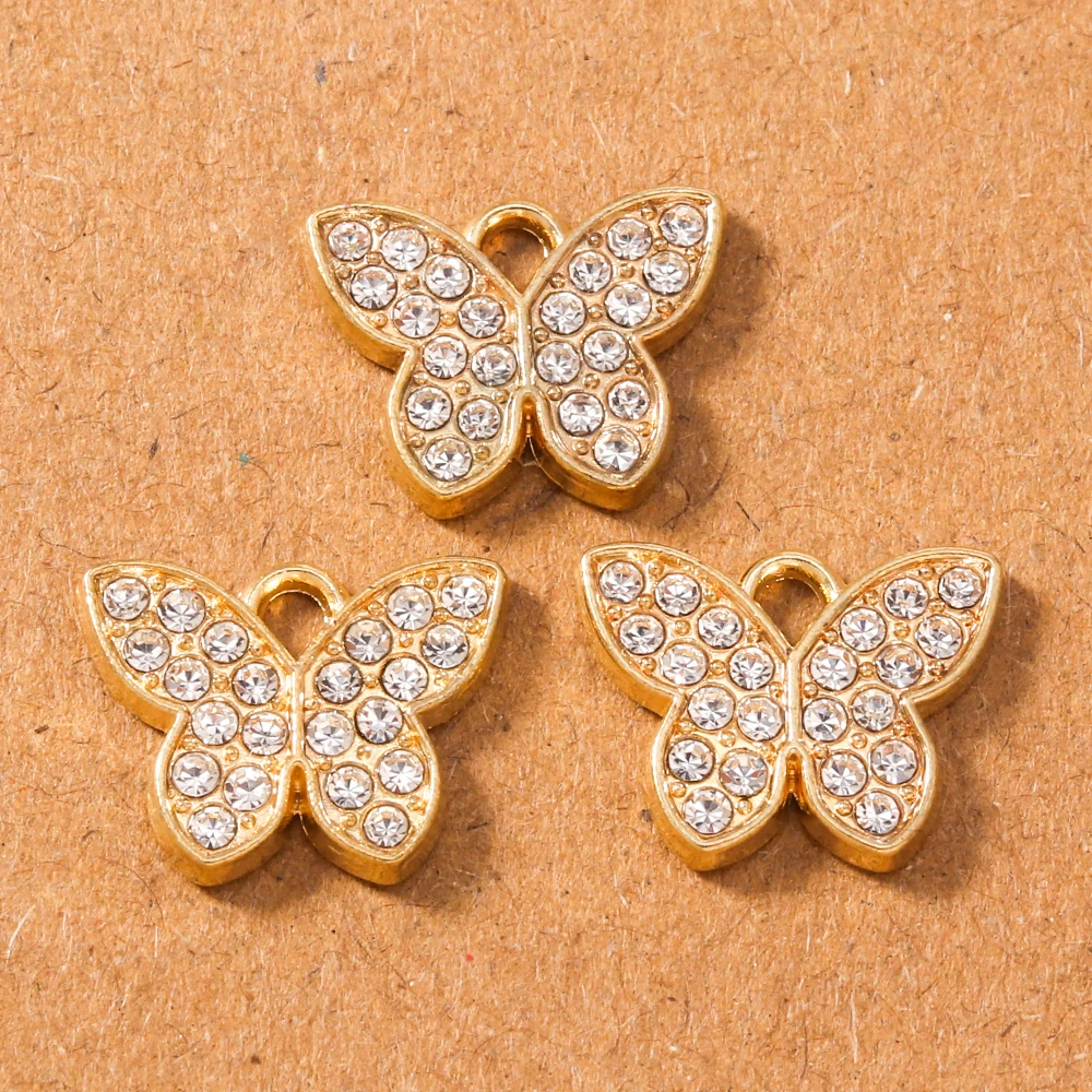 

10pcs Rhinestones Butterfly Charms Pendants for Necklace Earrings Bracelet DIY Jewelry Making Accessories Supplies