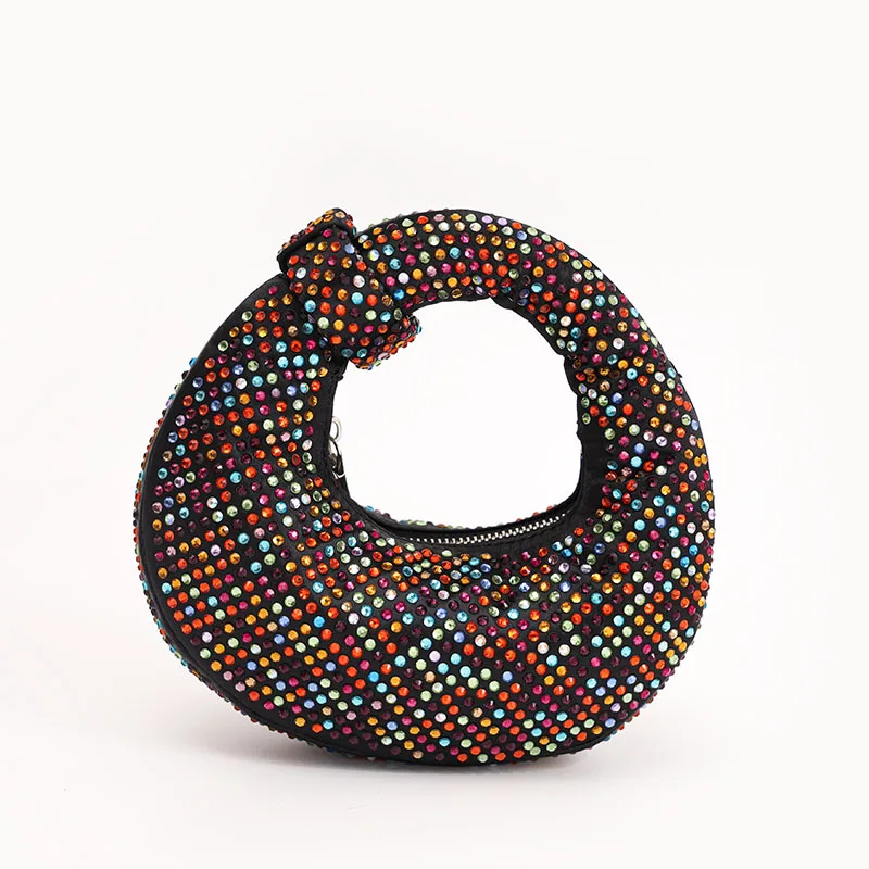 

Fashion Handbag Shiny Dinner Bag Full Of Diamonds Design Rhinestones Round Ladies Handbag Niche Designer Geometric Shoulder Bag