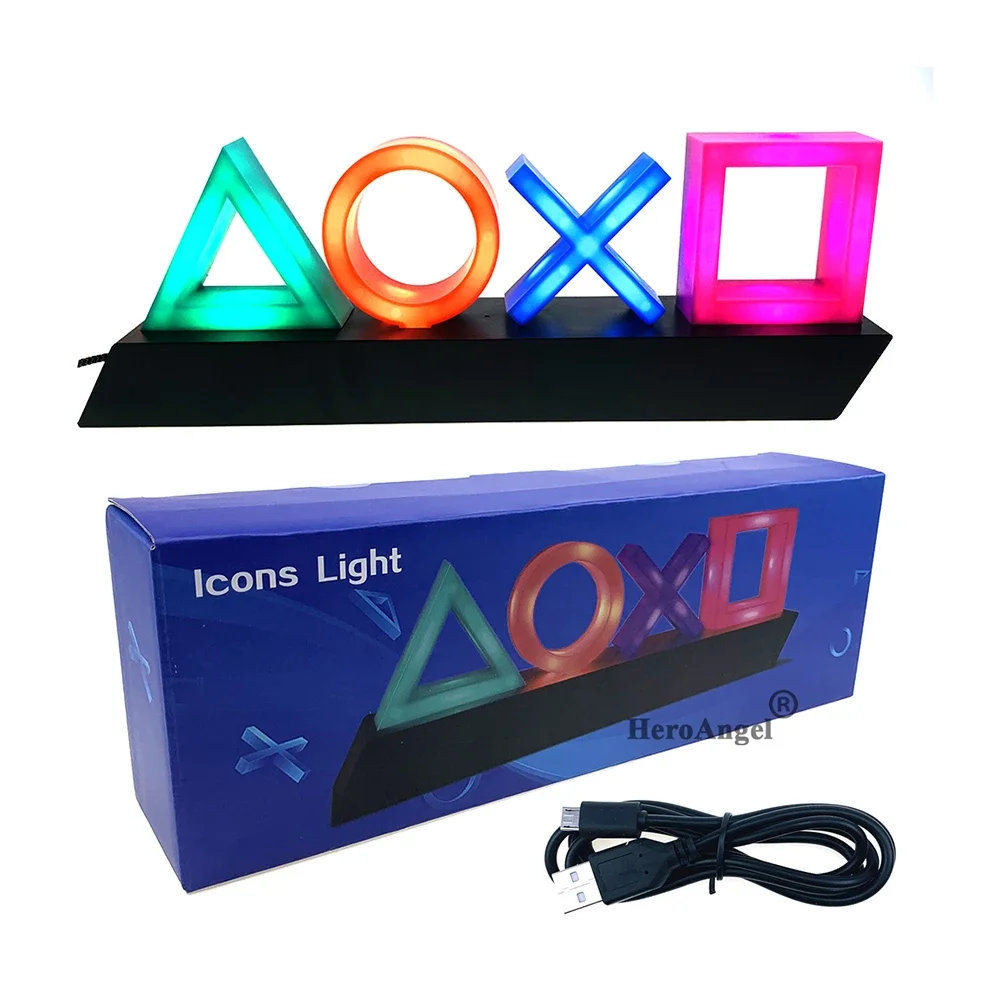 Game Icon Light For PS4 Playstation Music Light Voice Control LED Neon Lamp Atmosphere Decoration for Bar USB/Battery Powered