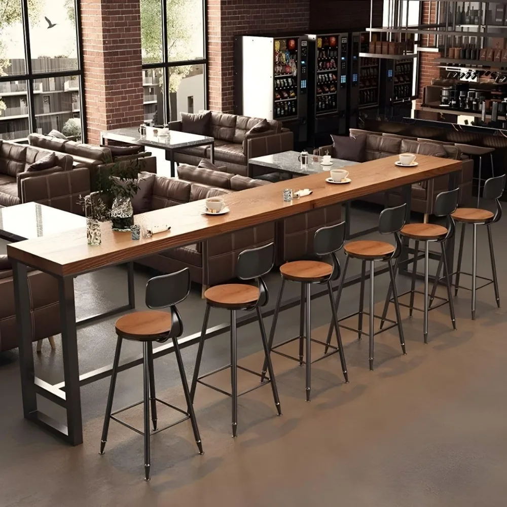 Farmhouse Bar Table Solid Wood Rectangle Bar Height Table Industrial Dining Room Bar Counter Height  for Kitchen