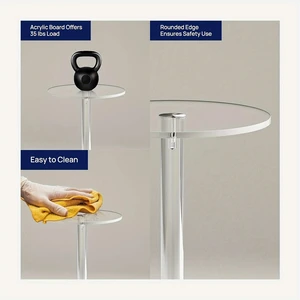 Mesa De Bebidas Acrílica De Pequeno Espaço, Mesa Lateral De Bebidas De Sala De Estar, Mesa de café, Circular fácil de montar 8 principais vendas mesa de centro redonda de - №5