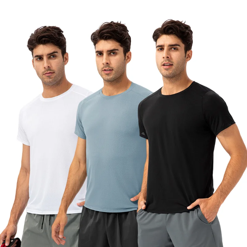 

2024 New T-shirt Gym Jerseys Fitness Trainer Running T-shirt Men Breathable Sportswear Class Service Quick-drying Round Neck top