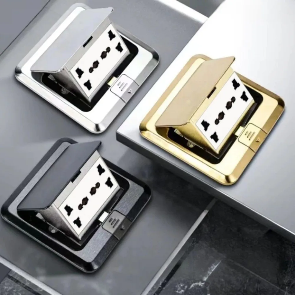 Useful 6 Prong Receptacle Floor Ground Outlet Thickened Space Saving Floor Embedded Hidden Ground Mounted