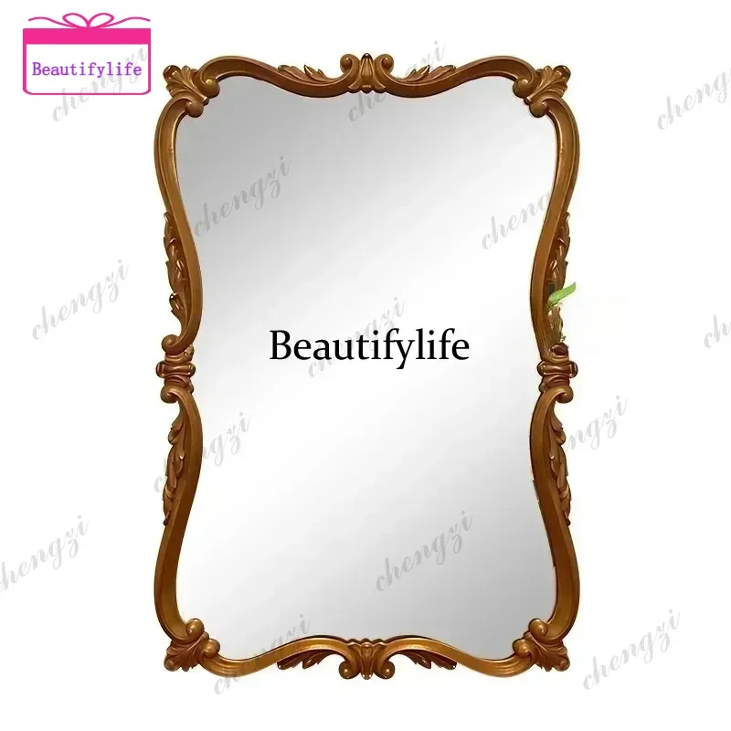French, wall-mounted smart bathroom mirror European retro makeup mirror with lamp American bedroom vanity mirror
