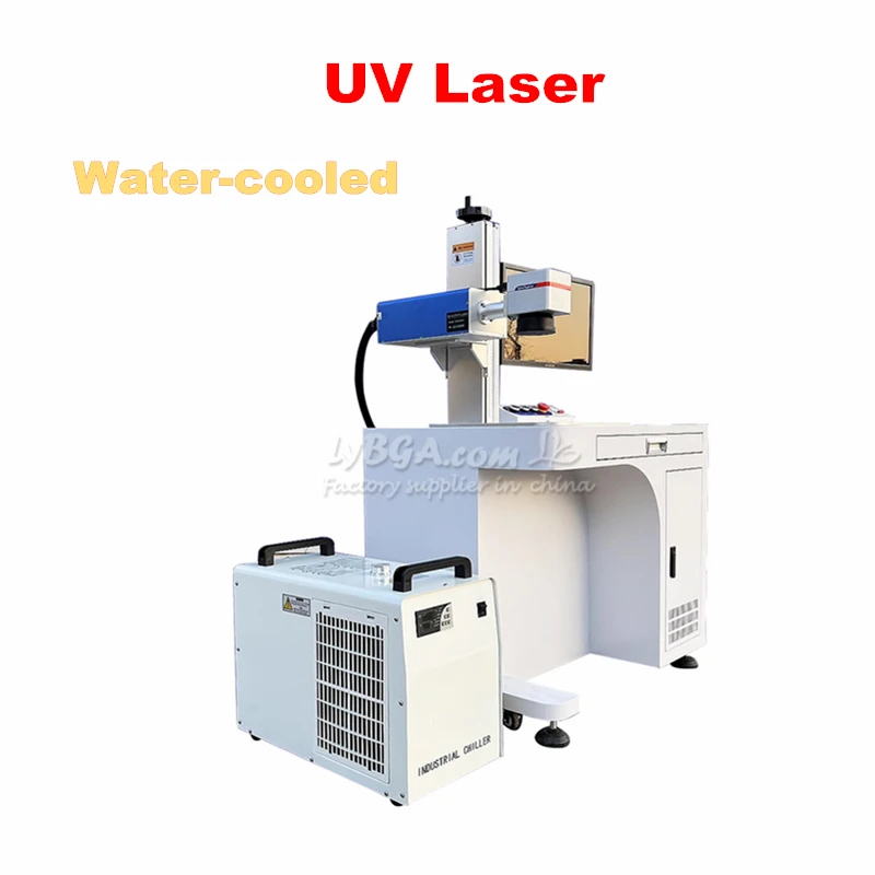 Cabinet Type UV Laser Marking Machine 3W 5W 10W Air-cooled LY-G03 Metal Wood Glass Laser Engraver 110mm/150mm Lens with Computer