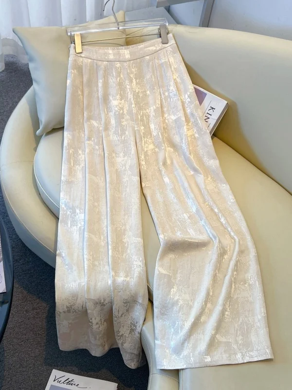 

Новые китайские брюки в национальном стиле с вышивкой, широкие, женские, с высокой талией, весенние, новые, ретро, драпированные, стройнящие, повседневные, прямые