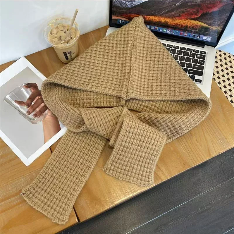 

Hat and Shawl Integrated Warm Outer Layer High End Windproof and Cold Proof Neck Protection Scarf New Autumn Winter Hooded Scarf