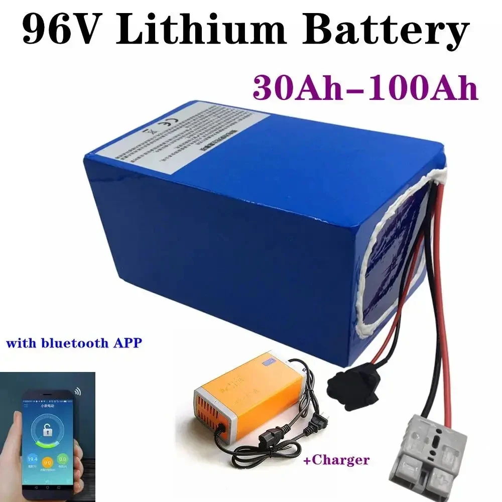 

50Ah 96v 80Ah 100Ah 30Ah 40Ah lithium ion battery bluetooth BMS APP for 5000w motor robot scooter motorcycle AGV + Charger