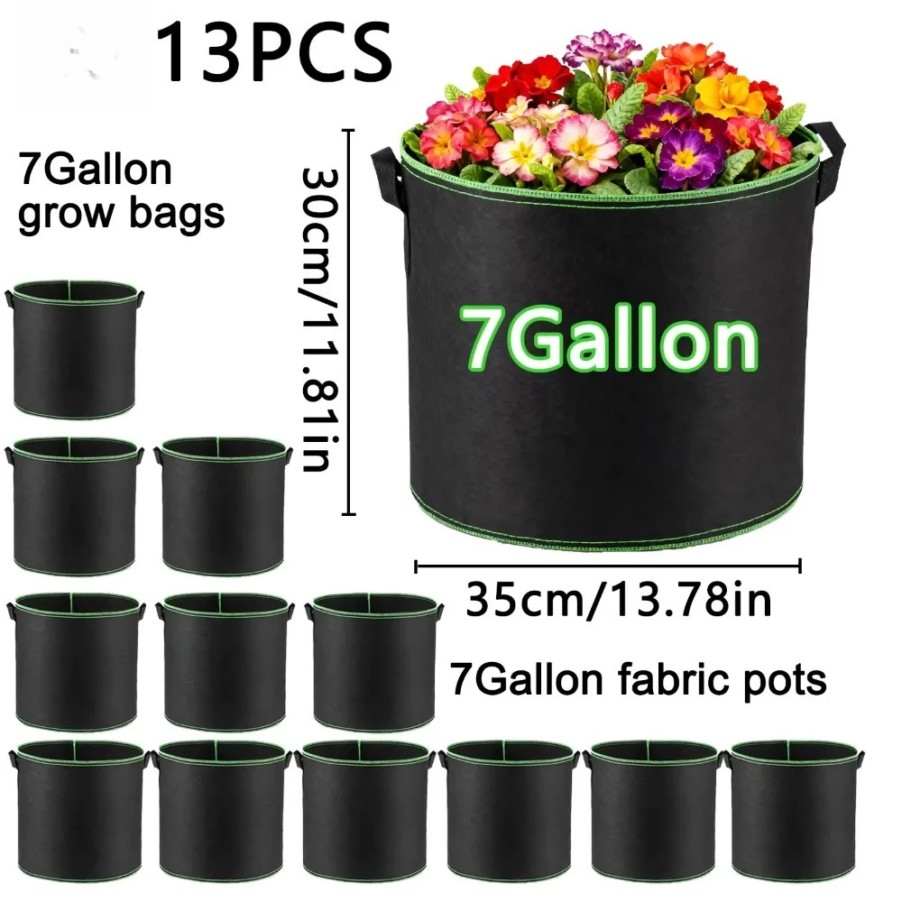 Handles Flower Pot 3/5/7 Gallon Grow Bags for Vegetable/Flower/Plant Fabric Pots with Handles Reinforced Aeration Planting Bags